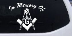 In Memory Of Masonic Square and Compass Car or Truck Window Decal Sticker