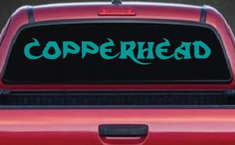 Copperhead Biker Car or Truck Window Decal Sticker (Turquoise)