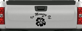 In Memory Of Hibiscus Flower Car or Truck Window Decal Sticker (Black)