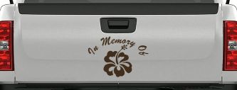 In Memory Of Hibiscus Flower Car or Truck Window Decal Sticker (Brown)
