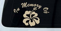 In Memory Hibiscus Flower Decal for Car Truck Window - Vinyl Sticker (Desert Sand)