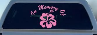 In Memory Of Hibiscus Flower Car or Truck Window Decal Sticker (Pink)