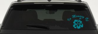 In Memory Hibiscus Flower Decal for Car Truck Window - Vinyl Sticker (Turquoise Blue)