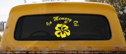 In Memory Of Hibiscus Flower Car or Truck Window Decal Sticker (Yellow)