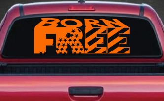 Born Free American Flag Freedom Car or Truck Window Decal Sticker (Orange)