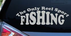 The Only Reel Sport Fishing Car or Truck Vinyl Window Decal Sticker (Light Gray)