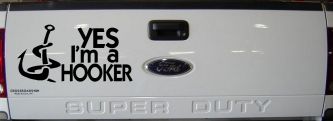 Yes I'm A Hooker Funny Fishing Car or Truck Window Decal Sticker (Black)