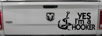 Yes I'm A Hooker Funny Fishing Car or Truck Window Decal Sticker (Matte Black)