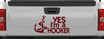Yes I'm A Hooker Funny Fishing Car or Truck Window Decal Sticker (Purple Red)