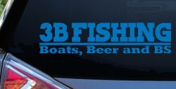 Boats Beer and BS Fishing Car or Truck Vinyl Window Decal Sticker (Sky Blue)