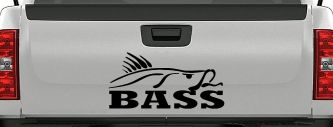 Bass Fishing Car or Truck Window Decal Sticker (Black)