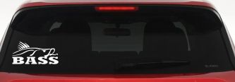 Bass Fishing Car or Truck Window Decal Sticker (White)