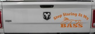 Stop Staring At My Bass Funny Fishing Car or Truck Window Decal Sticker (Nut Brown)