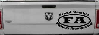 Proud Member Fishers Anonymous Funny Fishing Car or Truck Window Decal Sticker (Black)