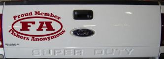 Proud Member Fishers Anonymous Funny Fishing Car or Truck Window Decal Sticker (Burgundy)