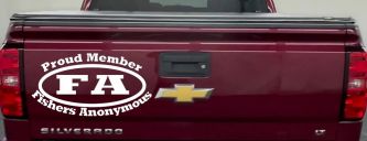 Proud Member Fishers Anonymous Funny Fishing Car or Truck Window Decal Sticker (White)