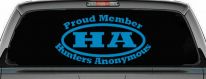 Proud member Hunters Anonymous Funny Hunting Car or Truck Window Decal Sticker (Blue)