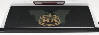 Proud member Hunters Anonymous Funny Hunting Car or Truck Window Decal Sticker (Light Brown)