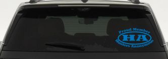 Hunters Anonymous Funny Decal Sticker for Car Truck Window - Proud Member (Sky Blue)