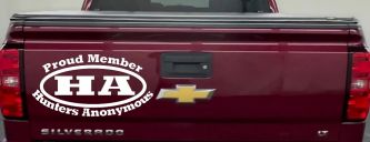 Hunters Anonymous Funny Decal Sticker for Car Truck Window - Proud Member (White)