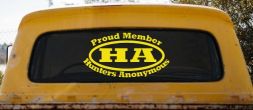Proud member Hunters Anonymous Funny Hunting Car or Truck Window Decal Sticker (Yellow)