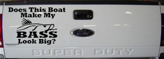 Does This Boat Make My Bass Look Big Funny Fishing Car or Truck Window Decal Sticker (Black)