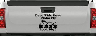 Does This Boat Make My Bass Look Big Funny Fishing Car or Truck Window Decal Sticker (Black)
