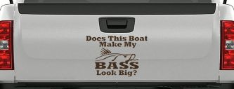Does This Boat Make My Bass Look Big Funny Fishing Car or Truck Window Decal Sticker (Brown)