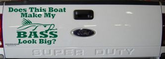 Does This Boat Make My Bass Look Big Funny Fishing Car or Truck Window Decal Sticker (Dark Green)