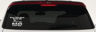 Does This Boat Make My Bass Look Big Funny Fishing Car or Truck Window Decal Sticker (White)