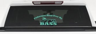 Fisherman Drool Over My Bass Funny Fishing Car or Truck Window Decal Sticker (Mint)