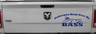 Fisherman Drool Over My Bass Fishing Car or Truck Vinyl Window Decal Sticker (Navy)