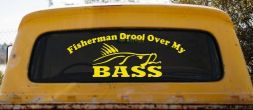 Fisherman Drool Over My Bass Funny Fishing Car or Truck Window Decal Sticker (Yellow)