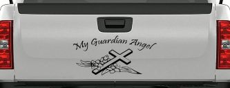 My Guardian Angel Christian Car or Truck Window Decal Sticker (Black)