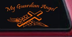 My Guardian Angel Christian Car or Truck Window Decal Sticker (Orange)