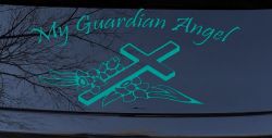 My Guardian Angel Christian Car or Truck Window Decal Sticker (Turquoise)