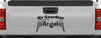 My Guardian Angel With Wings Christian Car or Truck Window Decal Sticker (Black)