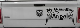 My Guardian Angel With Wings Christian Car or Truck Window Decal Sticker (Black)