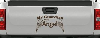 My Guardian Angel With Wings Christian Car or Truck Window Decal Sticker (Brown)