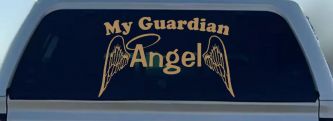 My Guardian Angel With Wings Christian Car or Truck Window Decal Sticker (Light Brown)