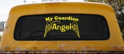 My Guardian Angel With Wings Christian Car or Truck Window Decal Sticker (Yellow)