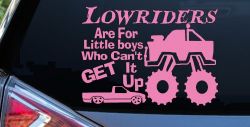 Lowriders can't get it up Off Road Decal Off Road Car or Truck Window Decal Sticker (Pink)