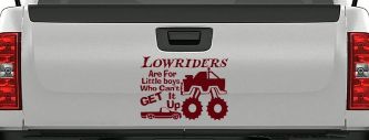 Lowriders Are For Little boys Who Cant Get It Up Car or Truck Vinyl Window Decal Sticker (Purple Red)