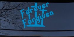 Forever Forgiven 3 Crosses Christian Car or Truck Window Decal Sticker (Blue)