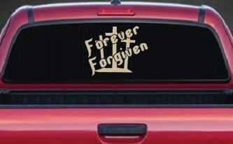 Forever Forgiven 3 Crosses Christian Car or Truck Window Decal Sticker (Desert Sand)