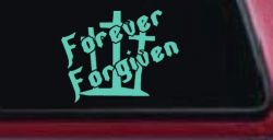 Forever Forgiven 3 Crosses Christian Car or Truck Window Decal Sticker (Mint)
