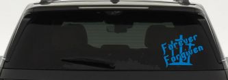 Forever Forgiven 3 Crosses Christian Car or Truck Window Decal Sticker (Sky Blue)