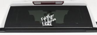 Forever Forgiven 3 Crosses Christian Car or Truck Window Decal Sticker (White)