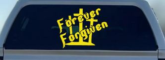 Forever Forgiven 3 Crosses Christian Car Truck Decal Sticker Vinyl (Yellow)