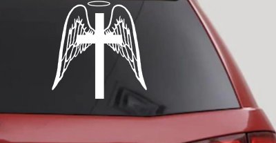 Angel Wings Cross Halo Decal for Car Truck Window Christian Sticker